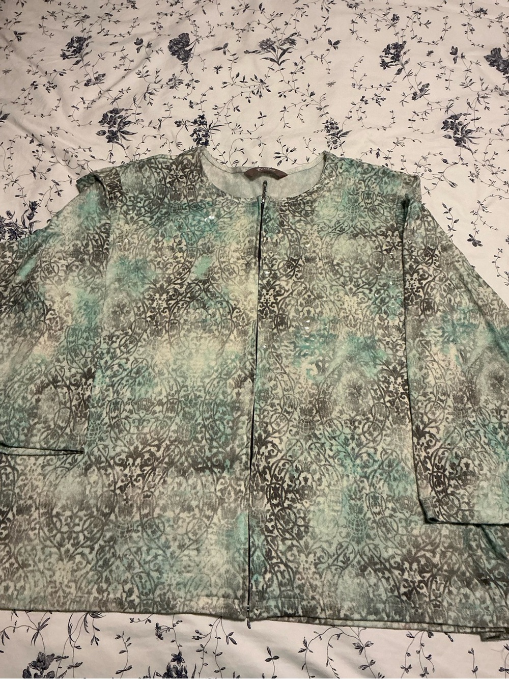 TanJay Light Teal and Gray Zip Jacket